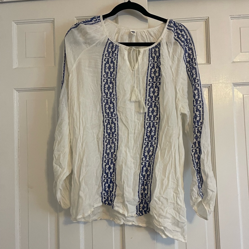 White and Blue Women's Top